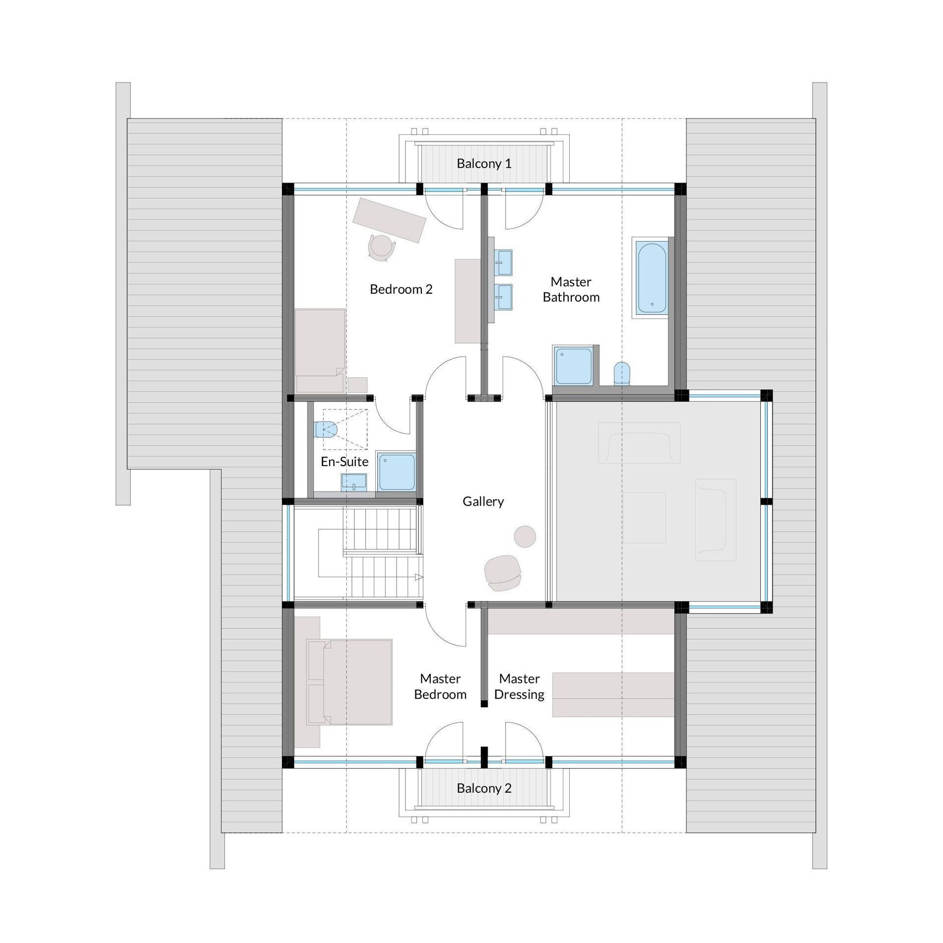 Modernes Fachwerkhaus mit offener Wohnkonzeption Architekturplan eines modernen Fachwerkhauses für Familie