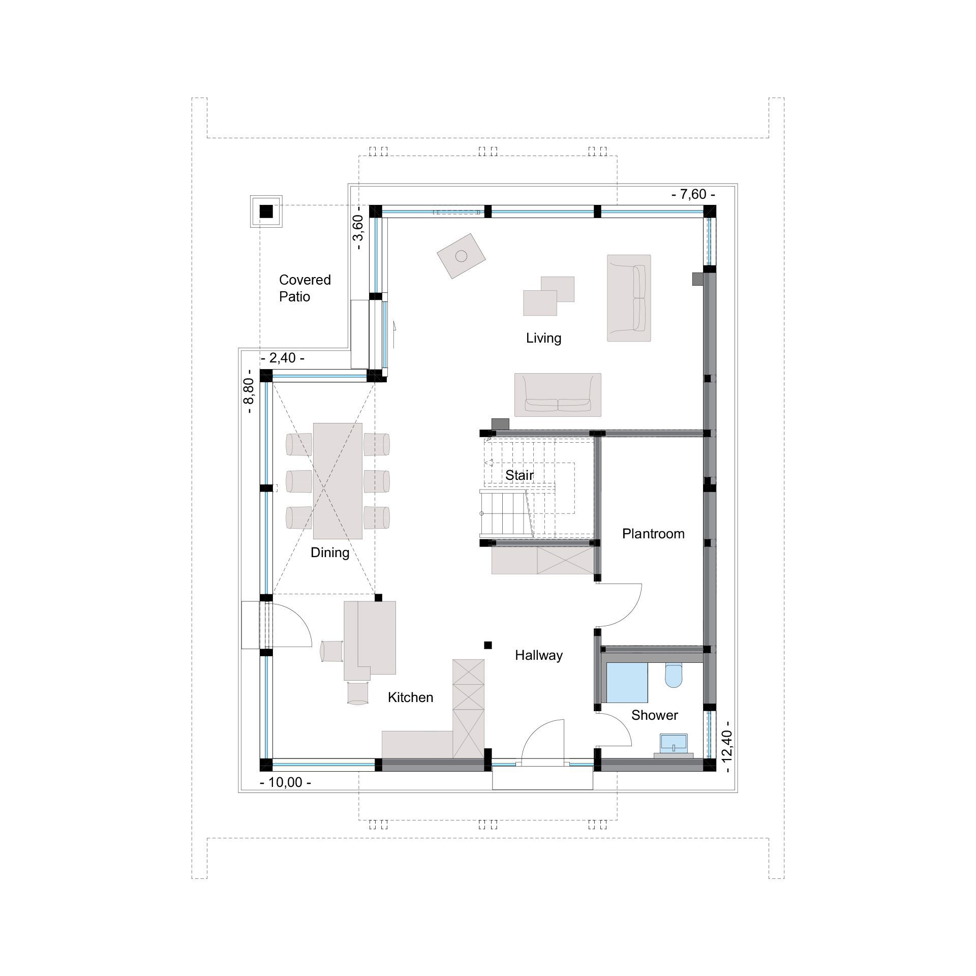 Modernes Architektenhaus mit gemütlichem Design Grundriss eines modernen Hauses mit Garten und gemütlichem Design