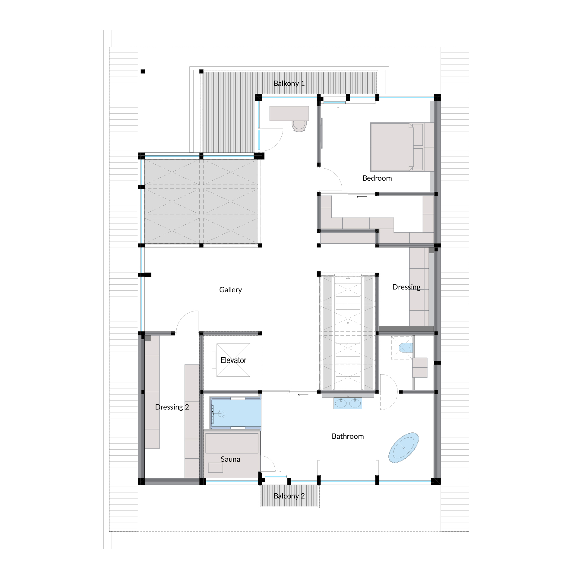 Fachwerkhaus Grundriss mit hochwertigen Details Detailierter Grundriss eines Fachwerkhauses mit Zimmeraufteilung und Ausstattung
