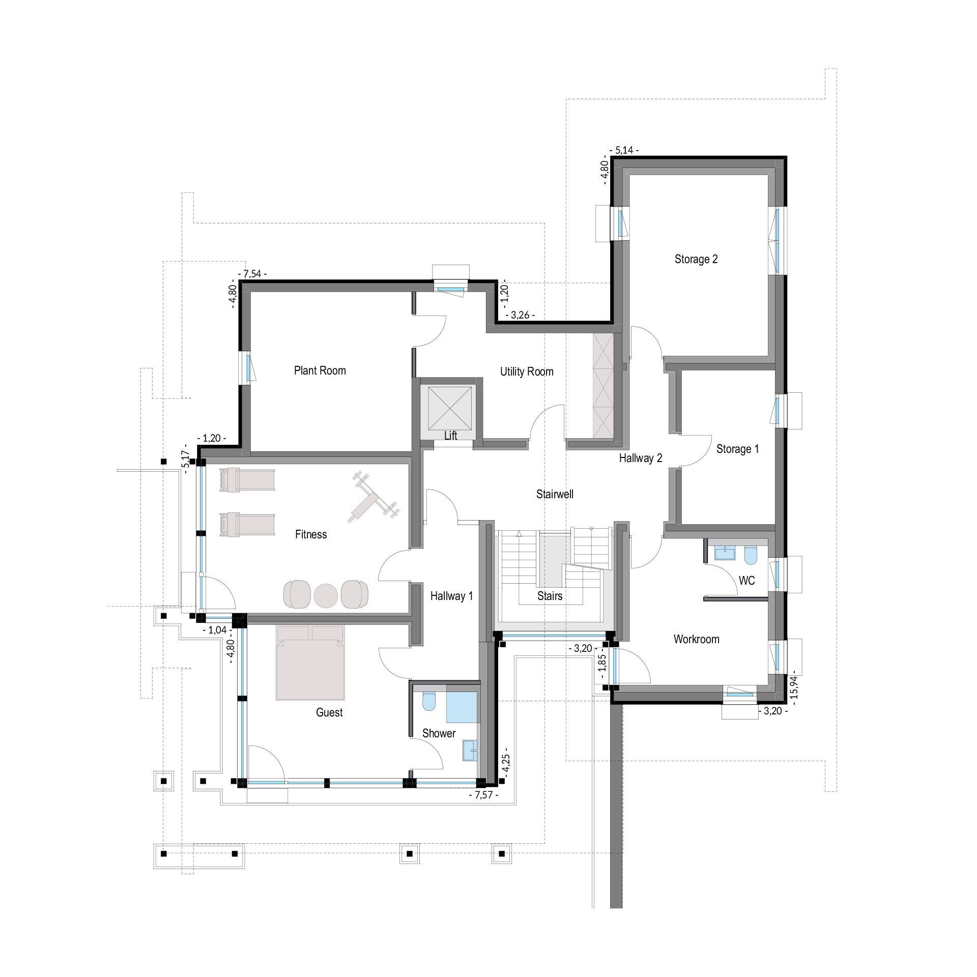 Premiumhaus Architektenhaus Grundriss Grundriss eines modernen Premiumhauses mit verschiedenen Räumen