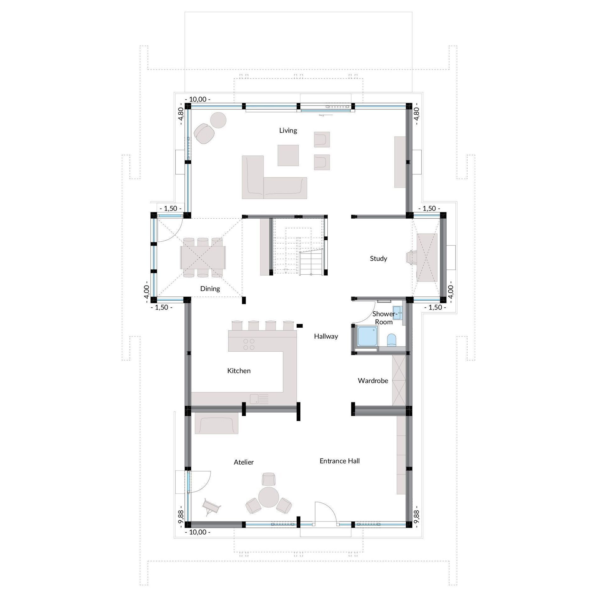 HUF Haus mit Anbau und Poolhaus Grundriss eines modernen HUF Hauses mit Anbau, Poolhaus und Garagenanlage