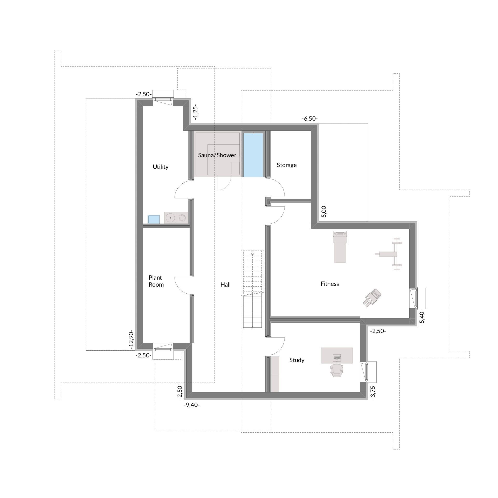 Bungalow mit organischen Formen und Glasflächen Grundriss eines Bungalows in traumhafter Landschaft mit alten Bäumen