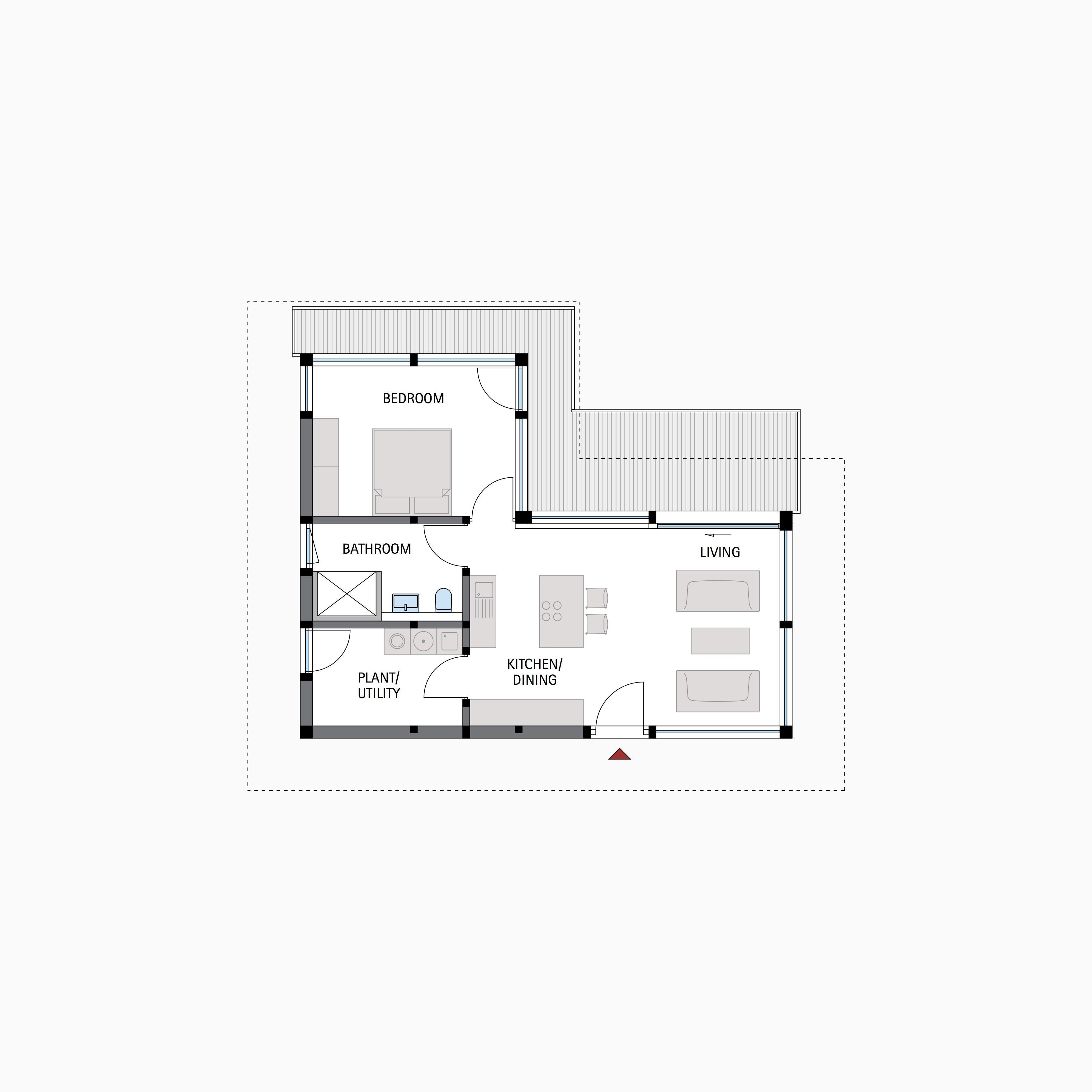 HUF Anbau Bungalow mit transparentem Fachwerk Grundriss eines Bungalows mit Anbau und transparentem Fachwerkdesign