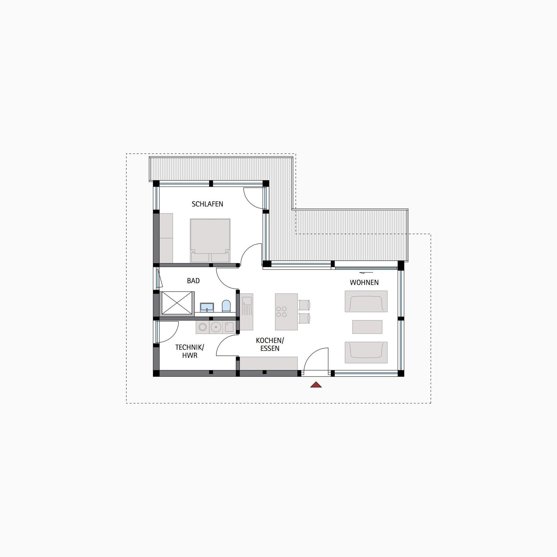 HUF Anbau Grundriss für stilvollen Wohnraum Grundriss eines HUF Anbaus mit Schlaf- und Wohnbereichen