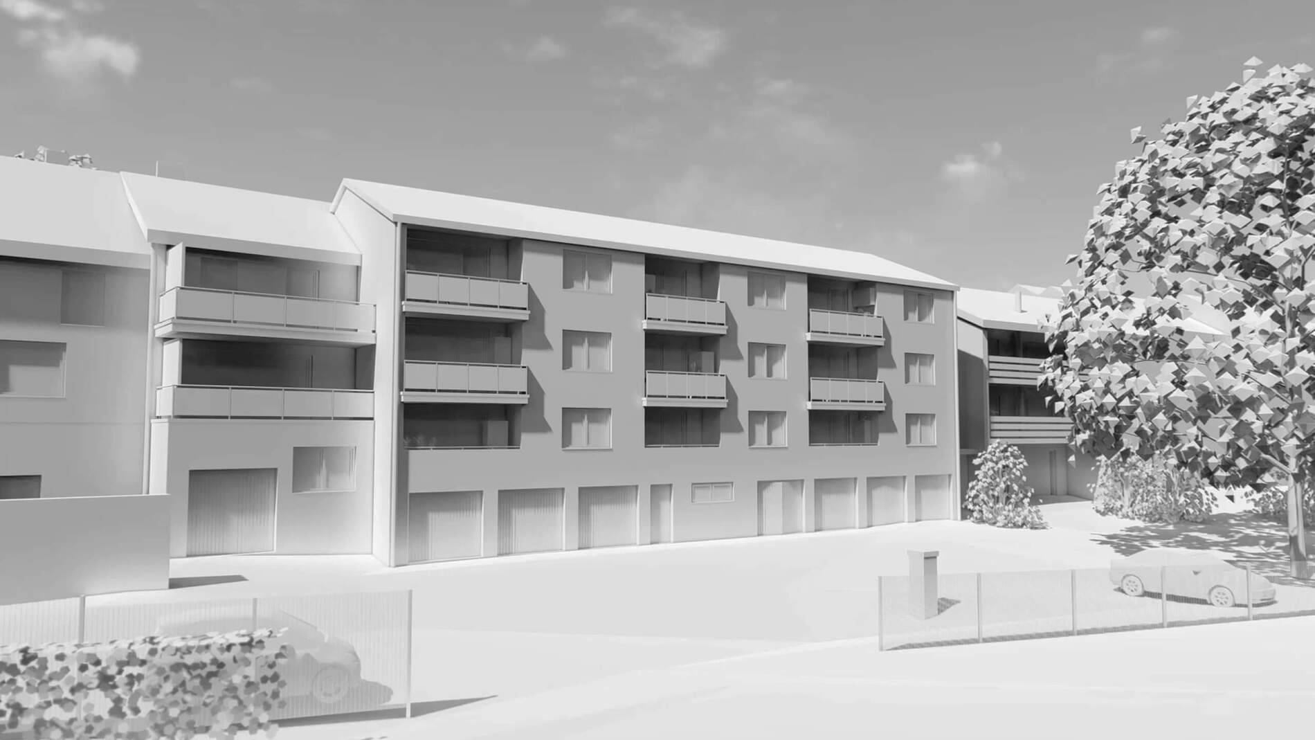 Aufstockung auf HUF Bestandshaus Architektonische Darstellung eines aufgestockten HUF Hauses