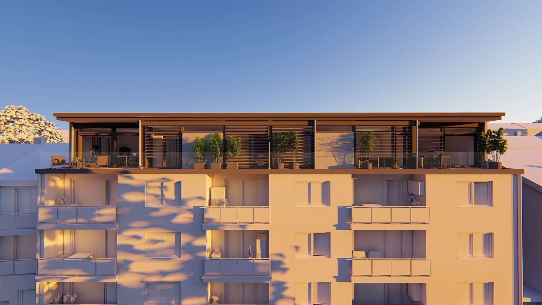 Aufstockung eines HUF Bestandshauses mit Terrasse Moderne Architektur mit Holzverkleidung und Dachterrasse