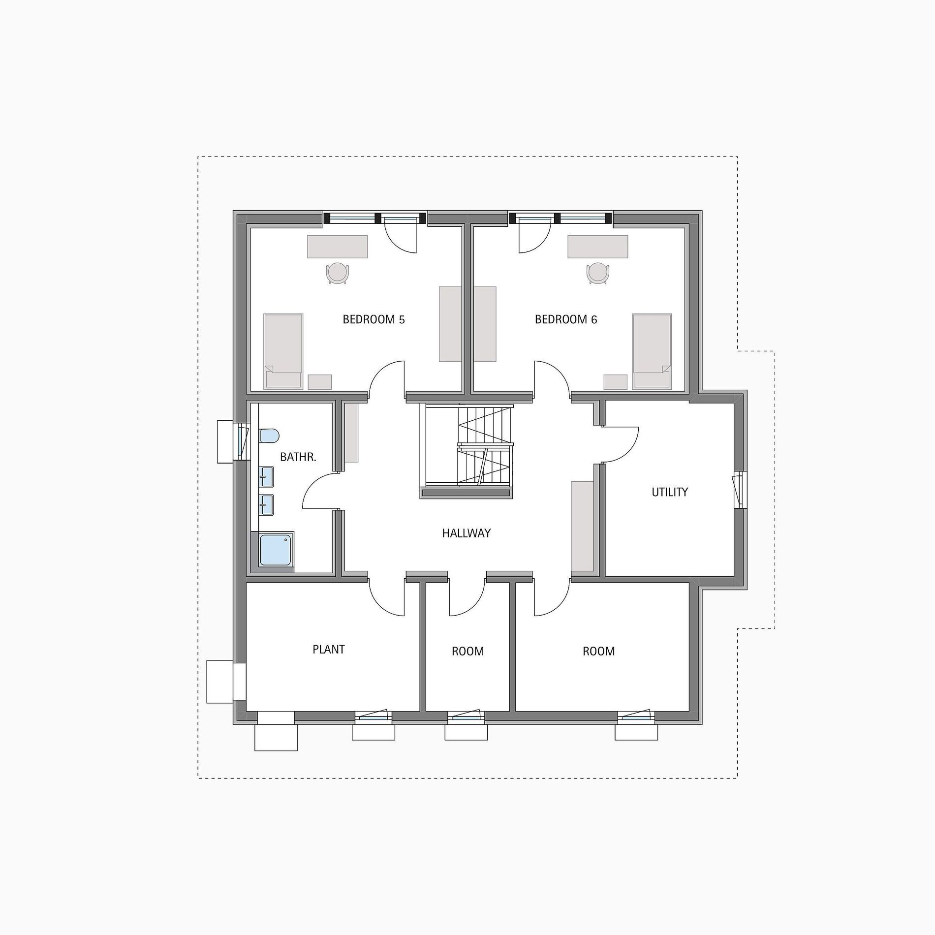 Moderne Architektur Grundriss Grundriss eines modernen Hauses mit mehreren Zimmern und Flur