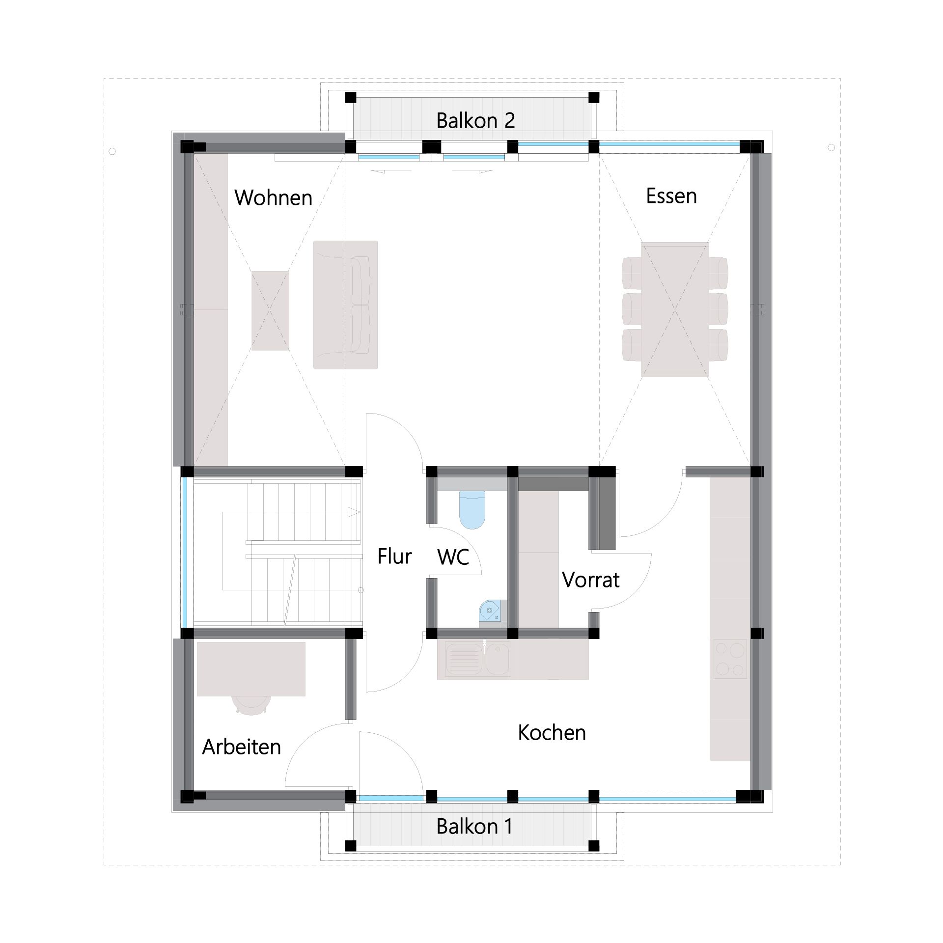 Gemütlicher und stilvoller Grundriss eines Architektenhauses