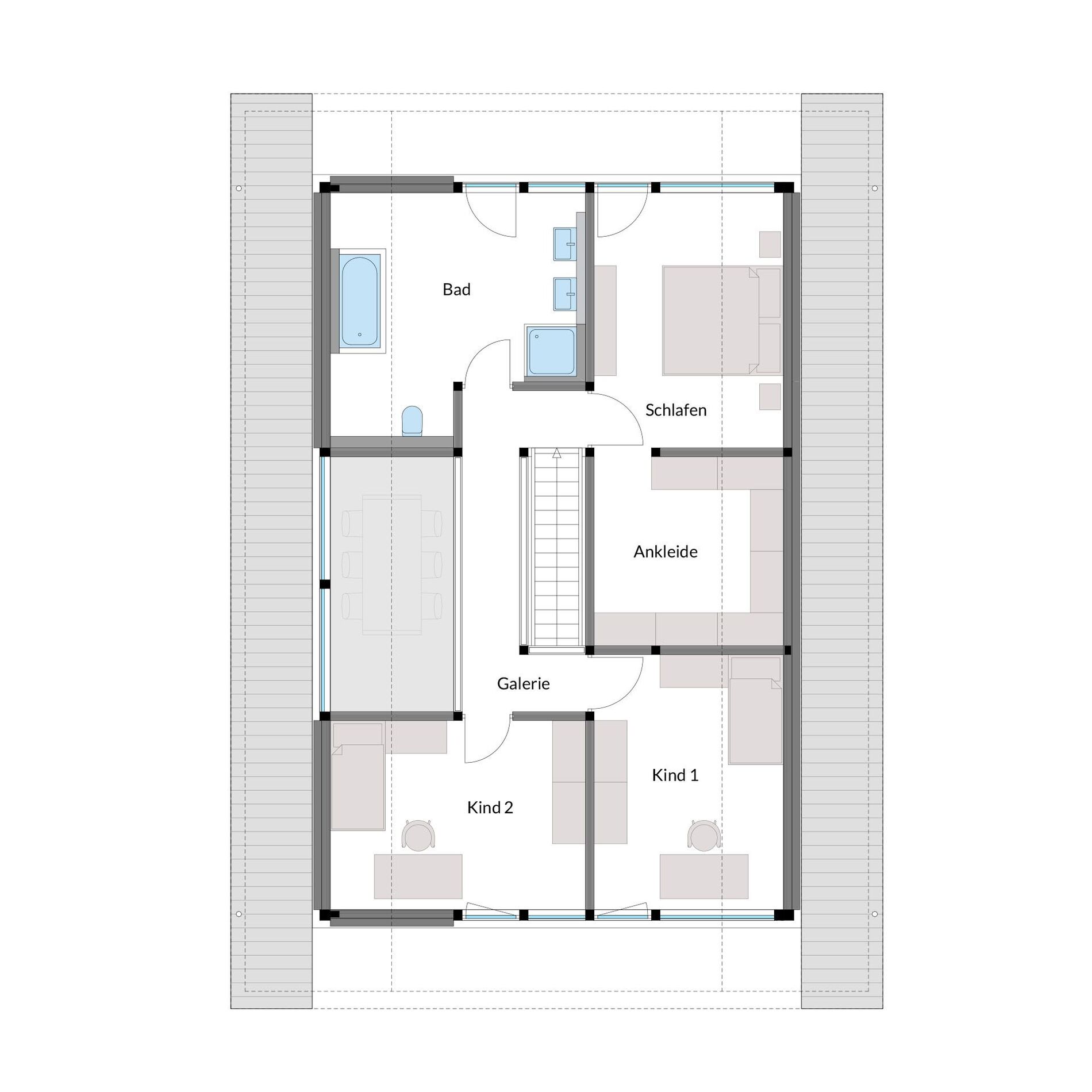 Architektenhaus Grundriss für Familien Gemütlicher und stilvoller Grundriss eines Familienhauses
