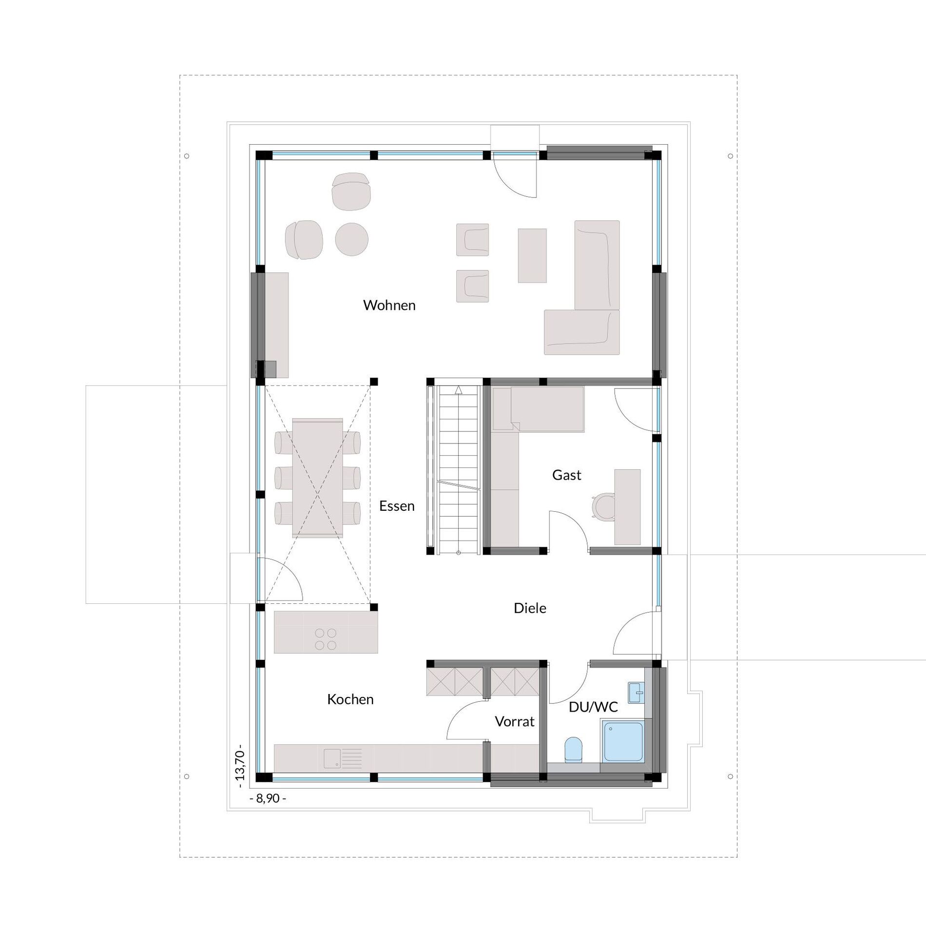 Stilvolles Architektenhaus Grundriss Gemütlicher Grundriss eines modernen Familienhauses