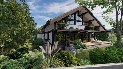 Zweifamilienhaus im Grünen mit großzügiger Terrasse und modernen Elementen