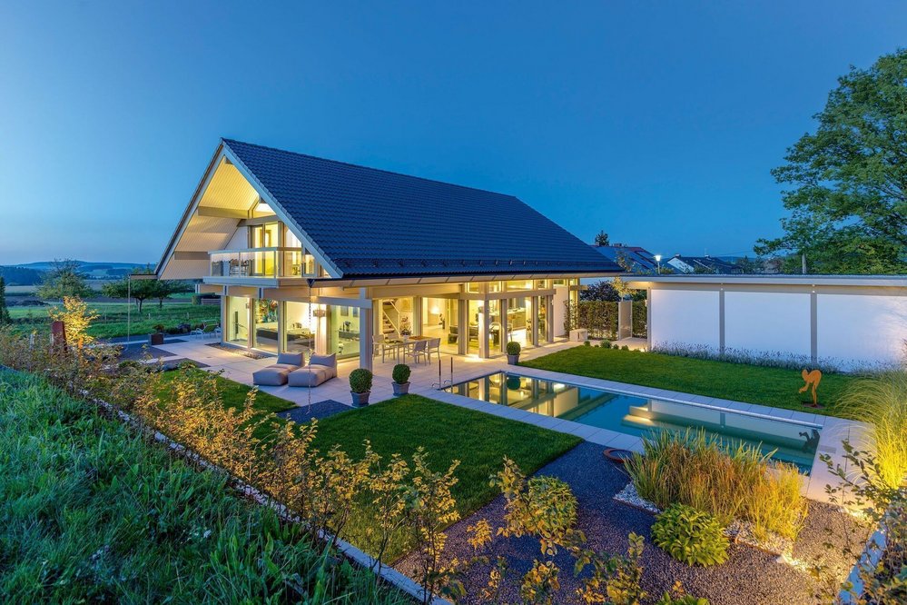 Modernes HUF-Haus mit großzügigem Wohnambiente Anmutendes Fachwerkhaus mit bezauberndem Ausblick und Freiraum