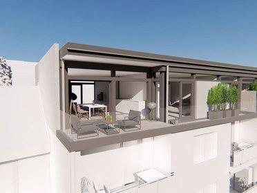 Aufstockung auf HUF Bestandshaus Moderne Architektur mit Aufstockung und Dachterrasse